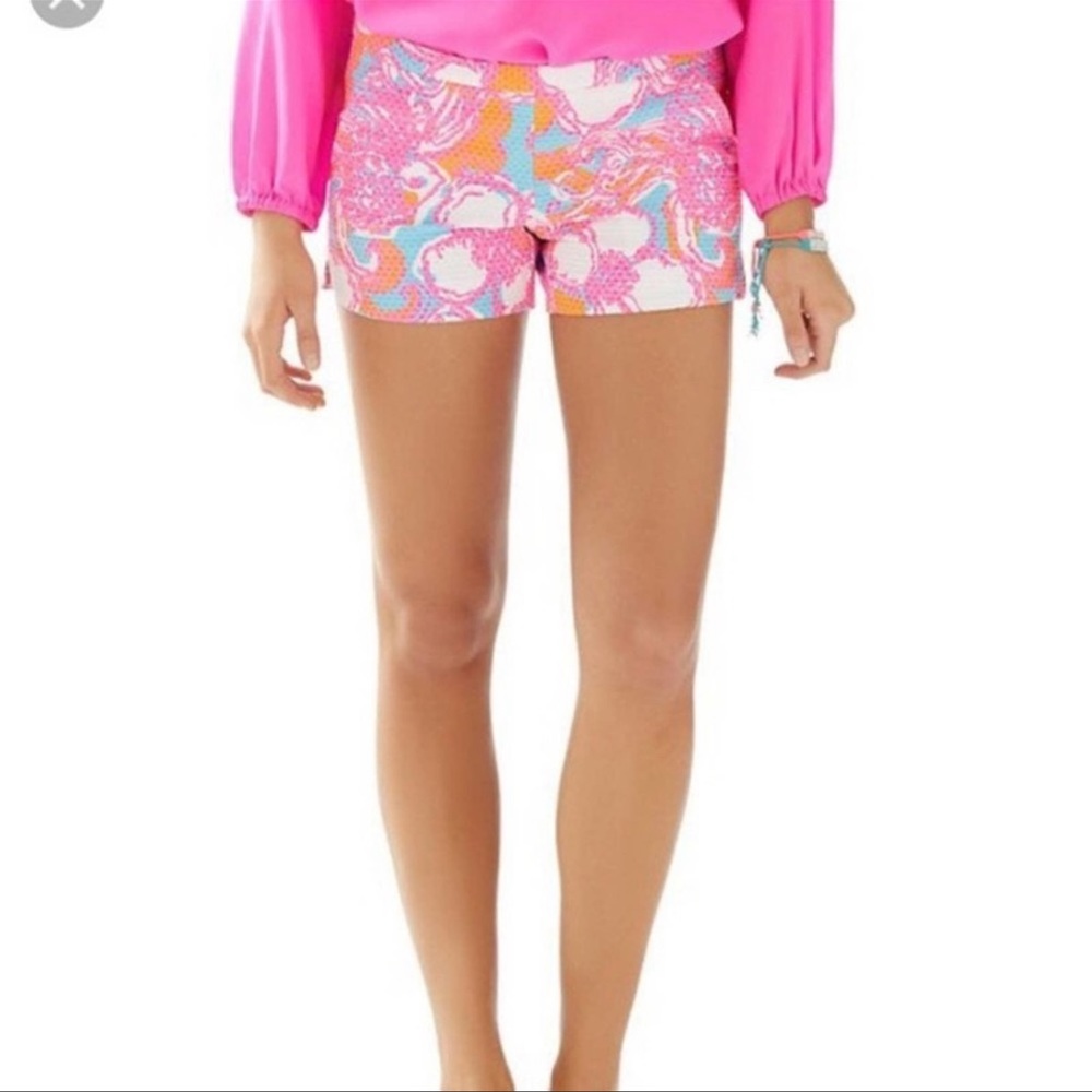 LILLY PULITZER WOMEN'S ADIE SHORTS SIZE 8 TEXTURED SHORELY BLUE FEELING TANKED
